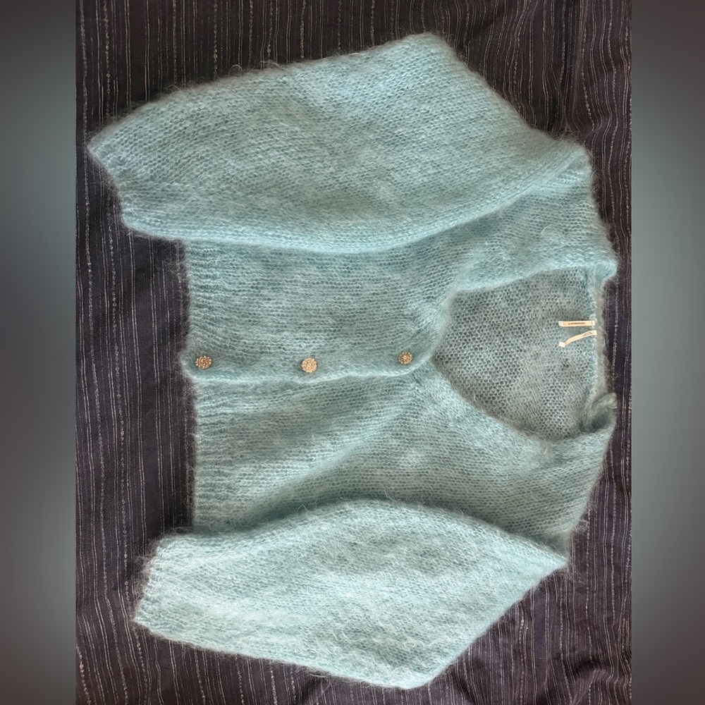 Anthropologie Blue Mohair Cardigan – Soft Fluffy Cozy size L - Picture 2 of 5